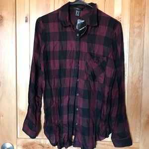 Red and black flannel shirt